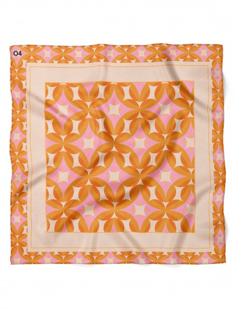 Daire ve Yıldız Desen Fular Bandana 50x50 Cm