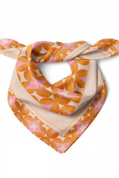 Daire ve Yıldız Desen Fular Bandana 50x50 Cm