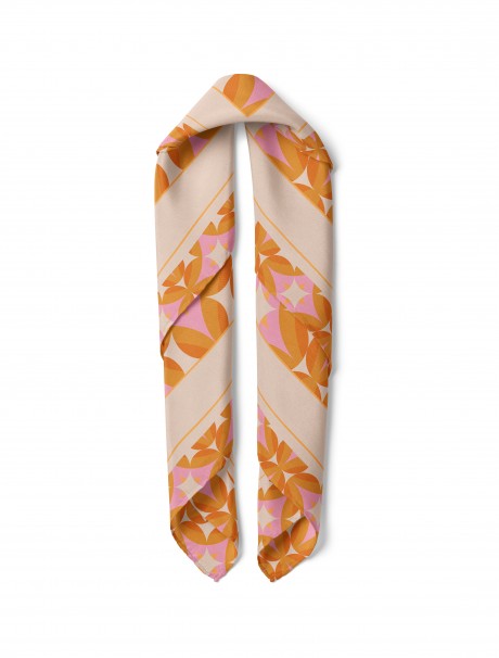Daire ve Yıldız Desen Fular Bandana 50x50 Cm