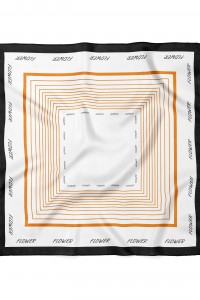 Flower Yazılı Çizgili Desen Fular Bandana 70x70 Cm