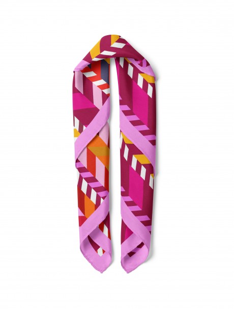 Çizgili Şerit Desen Fular Bandana 70x70 Cm