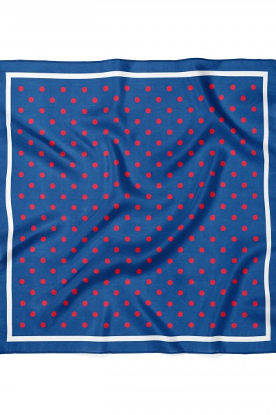 Kırmızı Puantiye Desen Fular Bandana 70x70 Cm