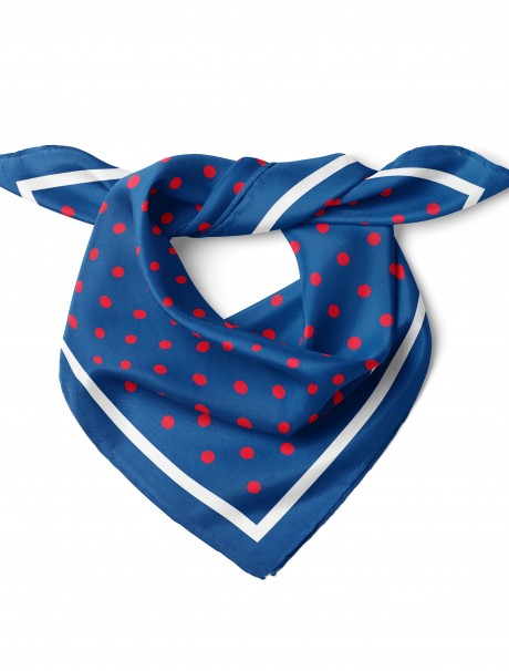 Kırmızı Puantiye Desen Fular Bandana 70x70 Cm