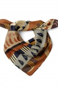 Mısır Figürlü Çizgili Desen Fular Bandana 50x50 Cm