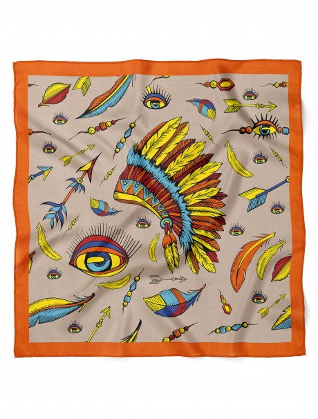 Kızılderili Motif Desen Fular Bandana 50x50 Cm