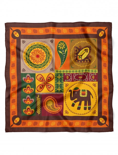 Etnik ve Fil Desen Fular Bandana 50x50 Cm