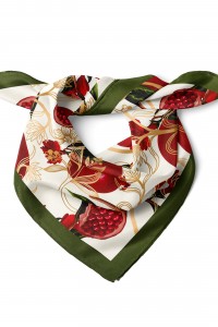 Nar ve Çiçeği Desen Fular Bandana 50x50 Cm