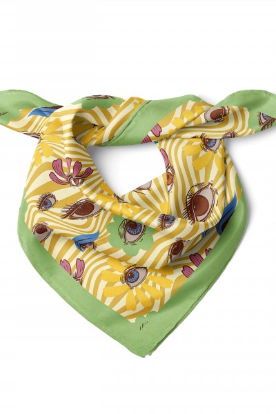 Göz Desen Fular Bandana 50x50 Cm