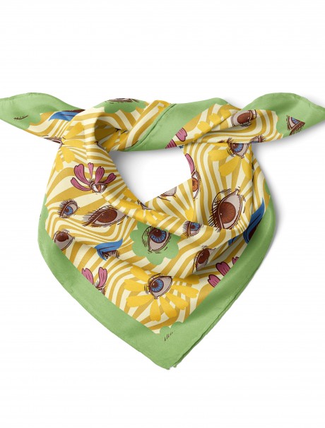 Göz Desen Fular Bandana 50x50 Cm