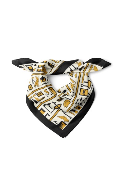 Mısır Motif Desen Bandana Fular 50x50 Cm