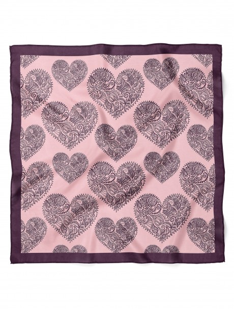 Kalp Desenli Sevgililer Günü Özel Fular Bandana 50x50 Cm
