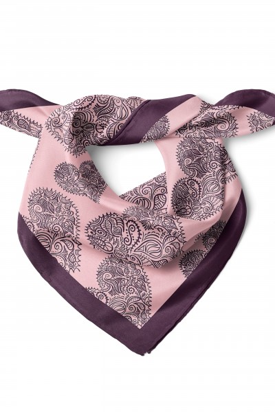 Kalp Desenli Sevgililer Günü Özel Fular Bandana 50x50 Cm