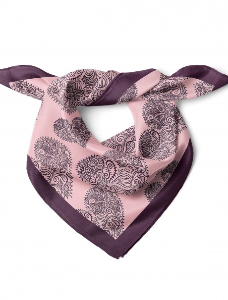 Kalp Desenli Sevgililer Günü Özel Fular Bandana 50x50 Cm