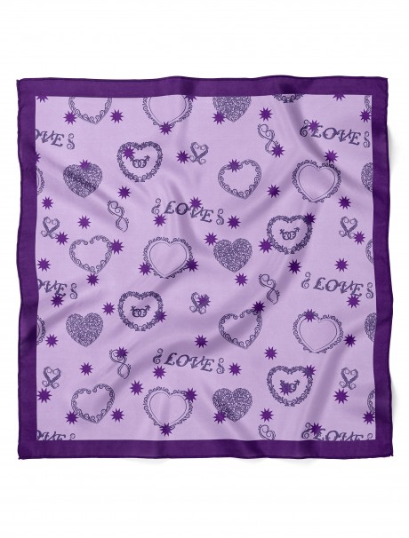 Kalp Desenli Sevgililer Günü Özel Fular Bandana 50x50 Cm