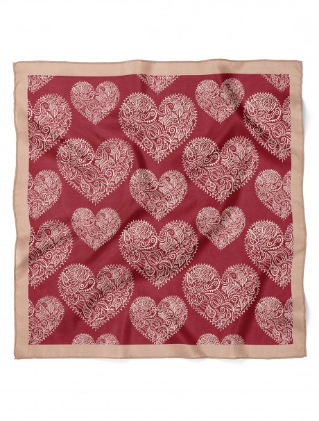 Kalp Desenli Sevgililer Günü Özel Fular Bandana 50x50 Cm
