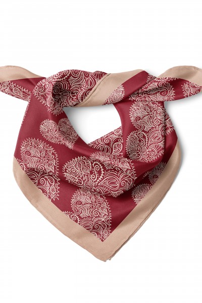Kalp Desenli Sevgililer Günü Özel Fular Bandana 50x50 Cm