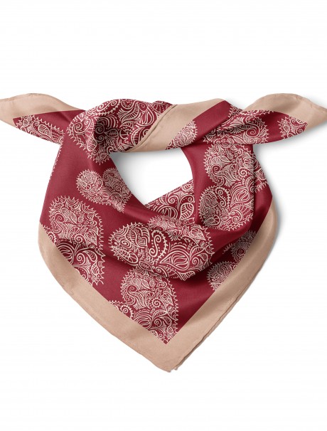 Kalp Desenli Sevgililer Günü Özel Fular Bandana 50x50 Cm