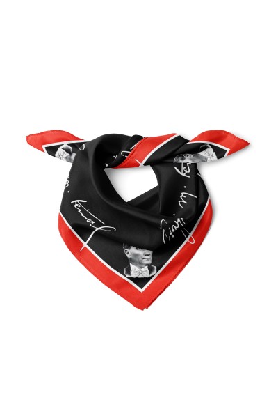 Atatürk İmza & Silüet Bandana Fular 50 x 50 Cm