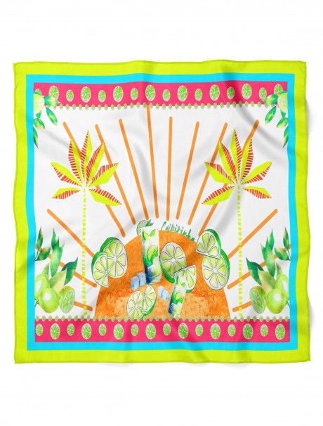 Limon Desen Bandana Fular 50 x 50 Cm
