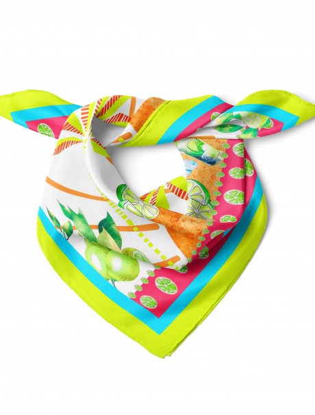 Limon Desen Bandana Fular 50 x 50 Cm
