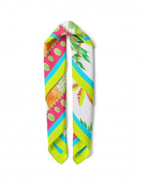 Limon Desen Bandana Fular 50 x 50 Cm