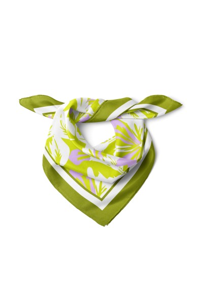 Yaprak Desen Bandana Fular 50 x 50 Cm