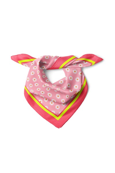 Papatya Desen Bandana Fular 50 x 50 Cm
