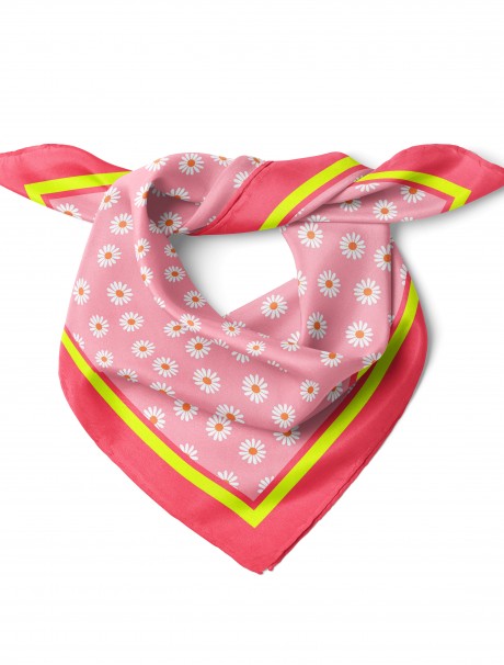 Papatya Desen Bandana Fular 50 x 50 Cm