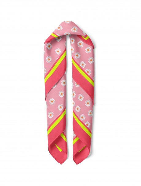 Papatya Desen Bandana Fular 50 x 50 Cm