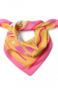 Kuş ve Meyve Desen Bandana Fular 50 x 50 Cm