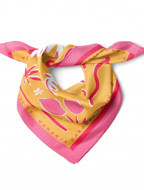 Kuş ve Meyve Desen Bandana Fular 50 x 50 Cm