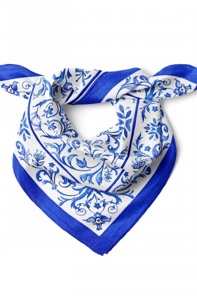 Sarmaşık Çiçek Desen Fular Bandana 50 x 50 Cm