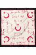 Atatürk İmza ve Ay Yıldız Desen Bandana Fular 50 x 50 Cm