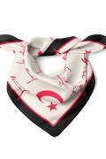Atatürk İmza ve Ay Yıldız Desen Bandana Fular 50 x 50 Cm