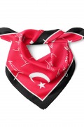 Atatürk İmza ve Ay Yıldız Desen Bandana Fular 50 x 50 Cm