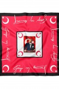 Atatürk İmza ve Ay Yıldız Desen Bandana Fular 50 x 50 Cm
