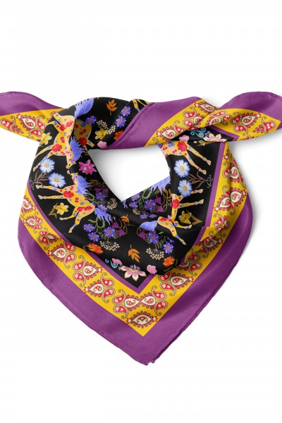 At ve Kuş Desen Fular Bandana 50 x 50 Cm