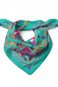 Kuş ve Etnik Desen Fular Bandana 50 x 50 Cm