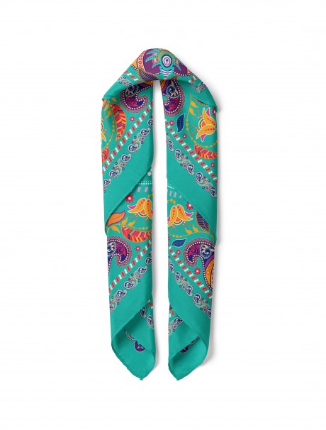 Kuş ve Etnik Desen Fular Bandana 50 x 50 Cm