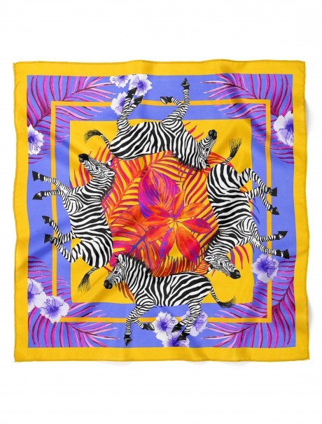 Zebra ve Yaprak Desen Fular Bandana 50 x 50 Cm