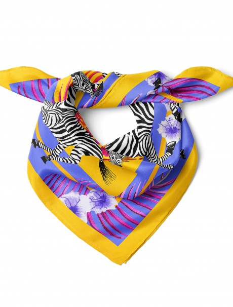 Zebra ve Yaprak Desen Fular Bandana 50 x 50 Cm