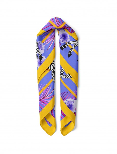 Zebra ve Yaprak Desen Fular Bandana 50 x 50 Cm