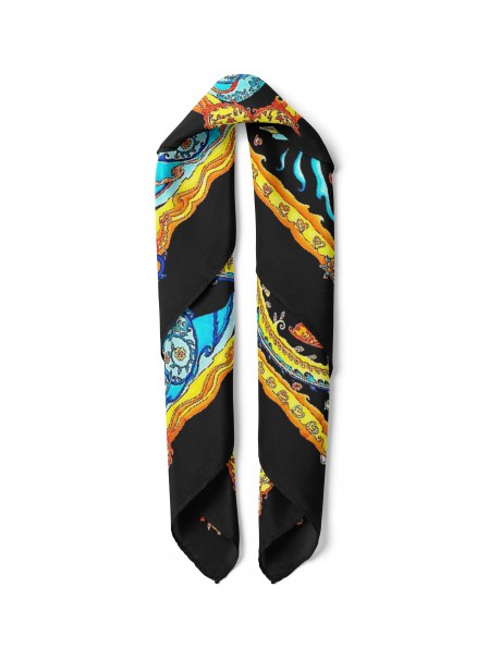 Kalp ve Kuğu Desen Fular Bandana 50x50 Cm