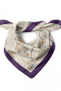 Çiçek ve Daire Desen Fular Bandana 50x50 Cm