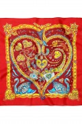 Kalp ve Kuğu Desen Fular Bandana 50x50 Cm