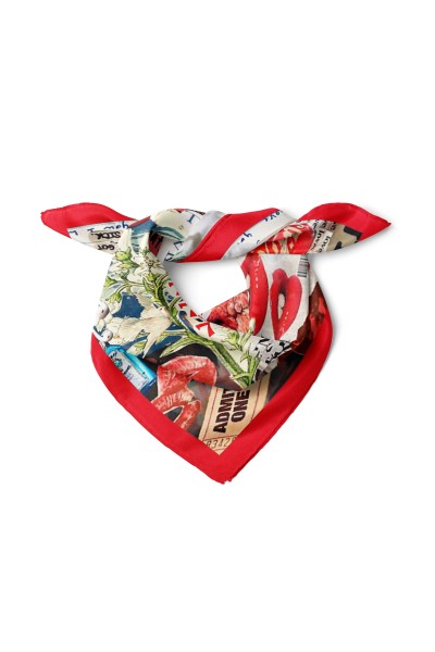 Karışık Figür Desen Fular Bandana 50x50 Cm
