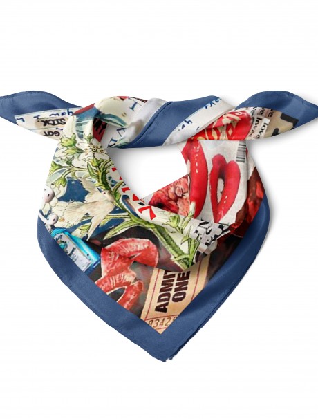 Karışık Figür Desen Fular Bandana 50x50 Cm