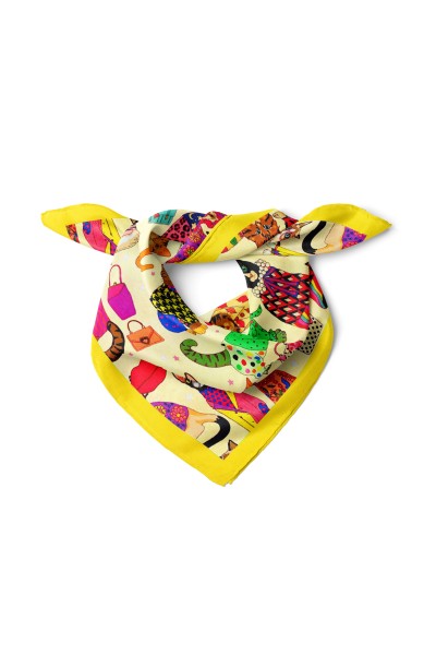 Kedi Desen Bandana Fular 50 x 50 Cm