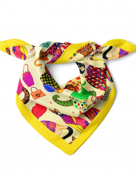 Kedi Desen Bandana Fular 50 x 50 Cm
