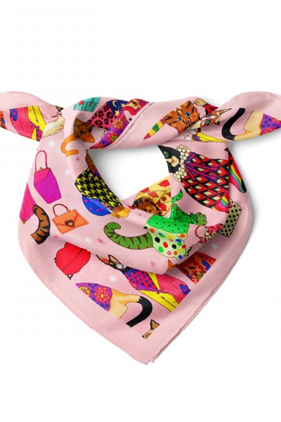 Kedi Desen Bandana Fular 50 x 50 Cm